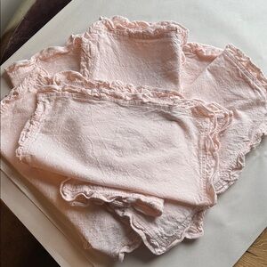 SHABBY CHIC Pastel PINK Ruffled Cloth Napkins Set of 8 Cottagecore Beach clean